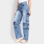 Ladies' 100% Cotton Jeans, Mid Blue, small image number null
