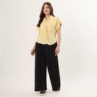 Women's Yellow Half Sleeve Classic Collar Casual Shirt, पीला, small