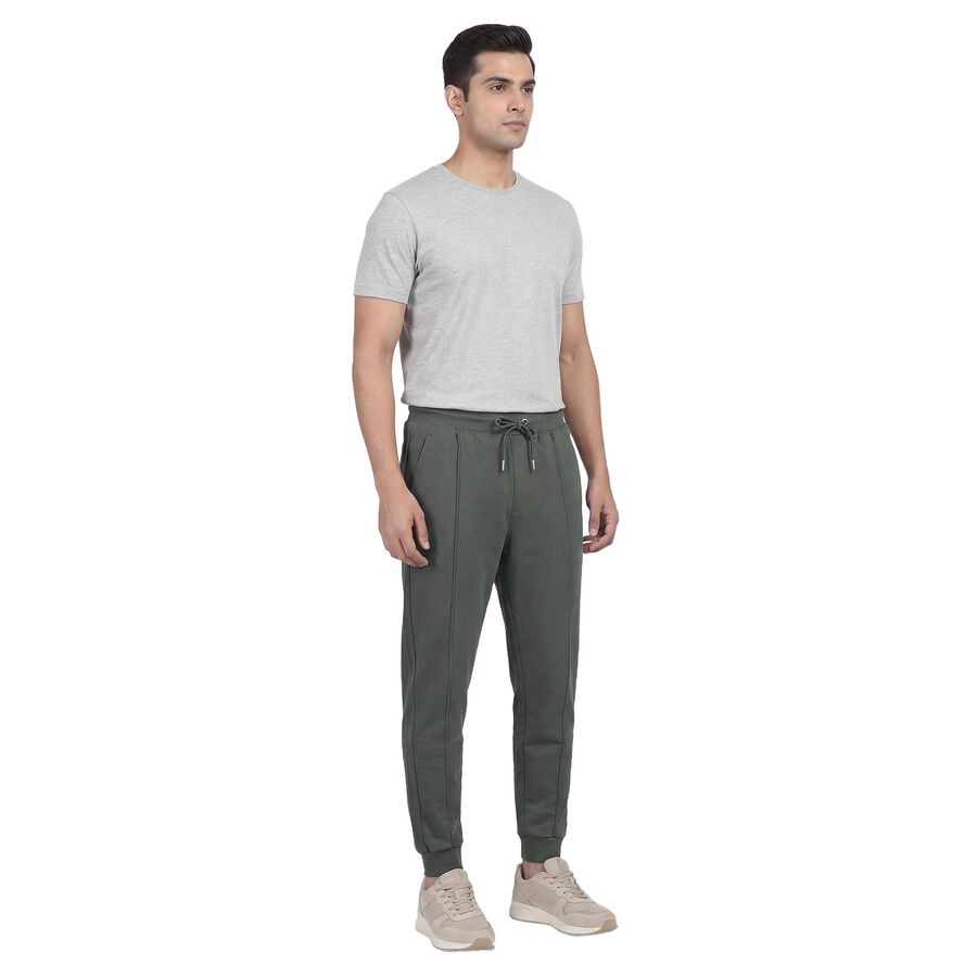 Men's Green Regular Fit Cuffed Track Pants, हल्का हरा, large