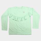 Girls' Mint Green Round Neck Regular Top, हल्का हरा, small