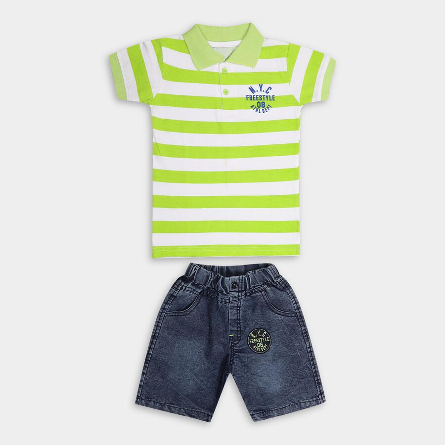 Boys' 100% Cotton Woven Baba Suit, हल्का हरा, large image number null