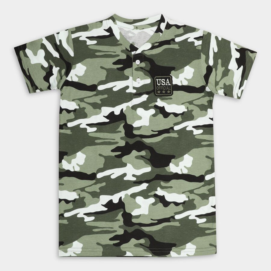Boys' 100% Cotton Half Sleeves T-Shirt , Olive, large image number null