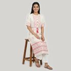 Women's Light Pink Round Neck Geometric Printed Straight Kurta, Light Pink, small