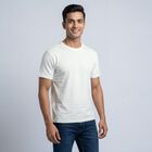 Men's White Round Neck Casual Printed T-Shirt, सफ़ेद, small