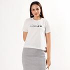 Women's Soft White Round Neck Casual T-Shirt, Ecru Melange, small