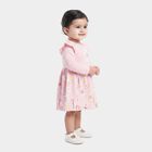 Infants' Pink Floral Printed Fit and Flare Frock, Light Pink, small