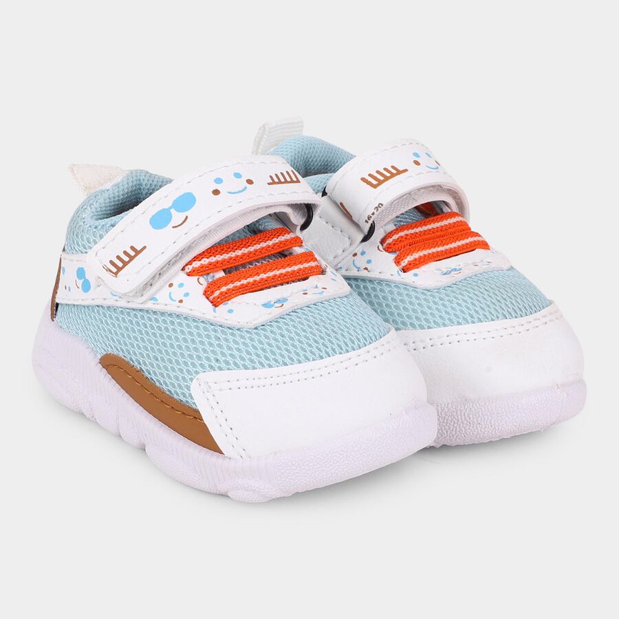 Boys Light Blue and White Velcro Casual Shoes, Blue, large image number null