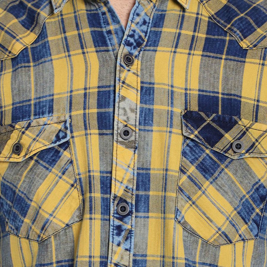 Cotton Checks Casual Shirt, Mustard, large image number null