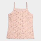 Girls' Soft Pink Cotton Spaghetti Sleeveless Vest, Coral, small image number null