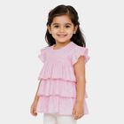 Girls Pink Round Neck Regular T-Shirt, हल्का गुलाबी, small