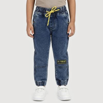 Boys Blue Jogger Fit Washed Jeans