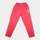 Girls Fuchsia Straight Fit Printed Drawstring Winter Pyjama, Fuchsia, small