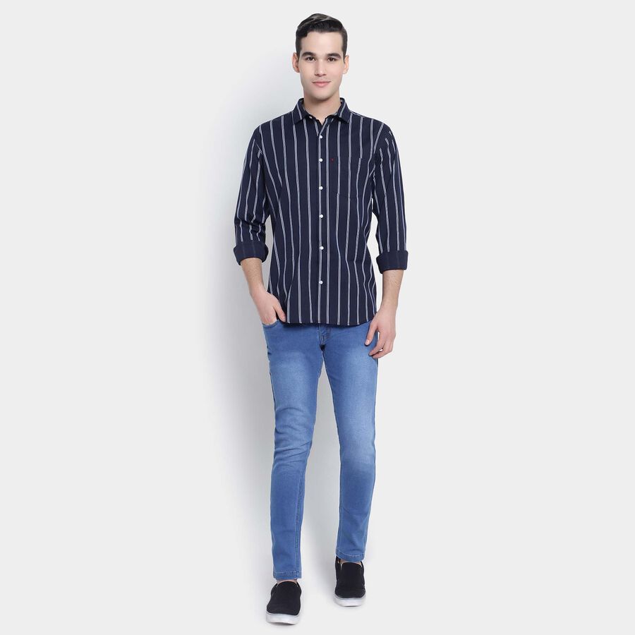 Stripes Casual Shirt, Navy Blue, large image number null
