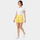 Women's Yellow Regular Fit Gingham Ruffle Hem Shorts, Yellow, small