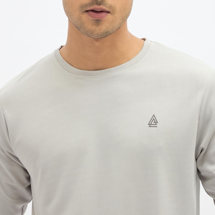 Men's Light Grey Round Neck Casual T-Shirt, Light Grey, large image number null