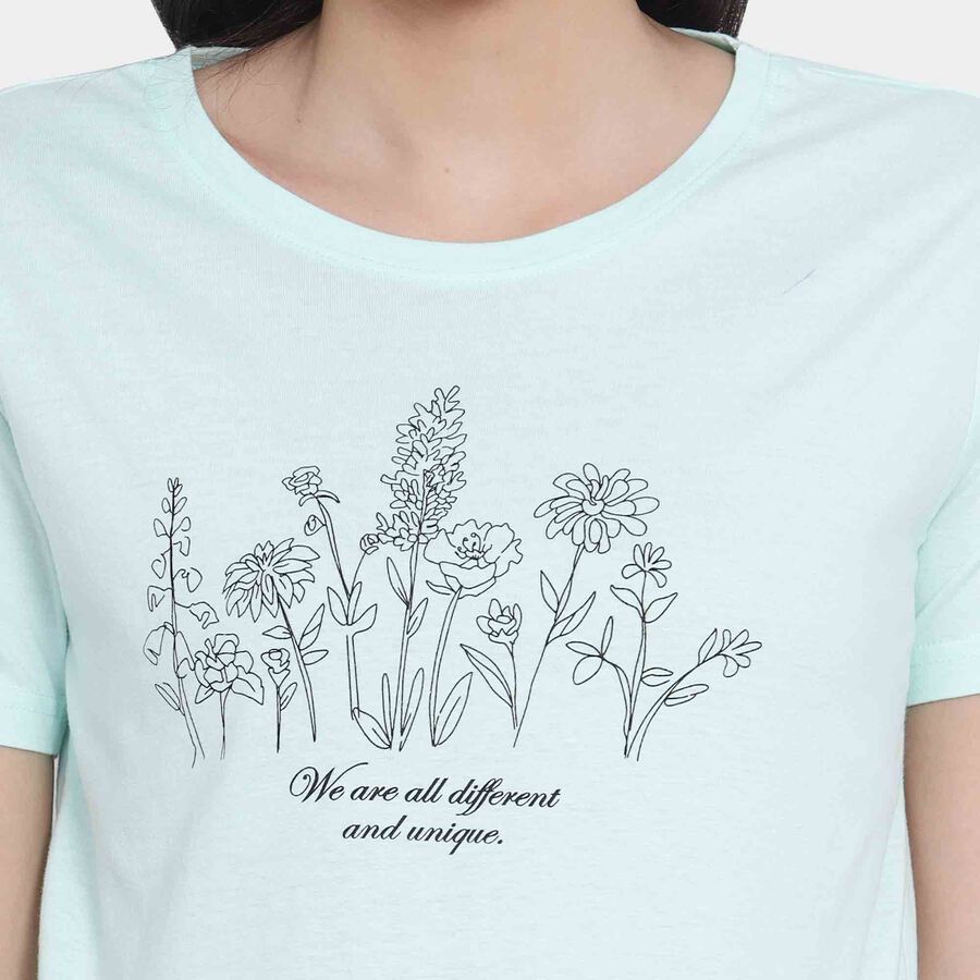 Cotton Round Neck T-Shirt, Light Green, large image number null