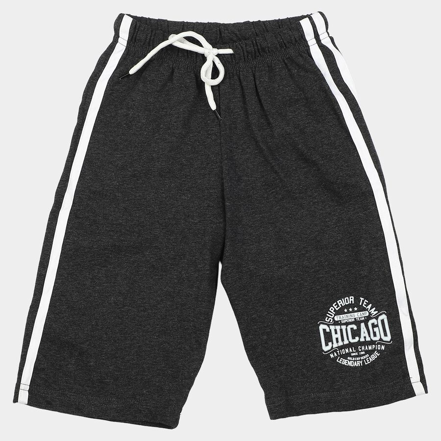 Boys' Charcoal Relaxed Fit Graphic Print Jamaican Shorts, Charcoal, large