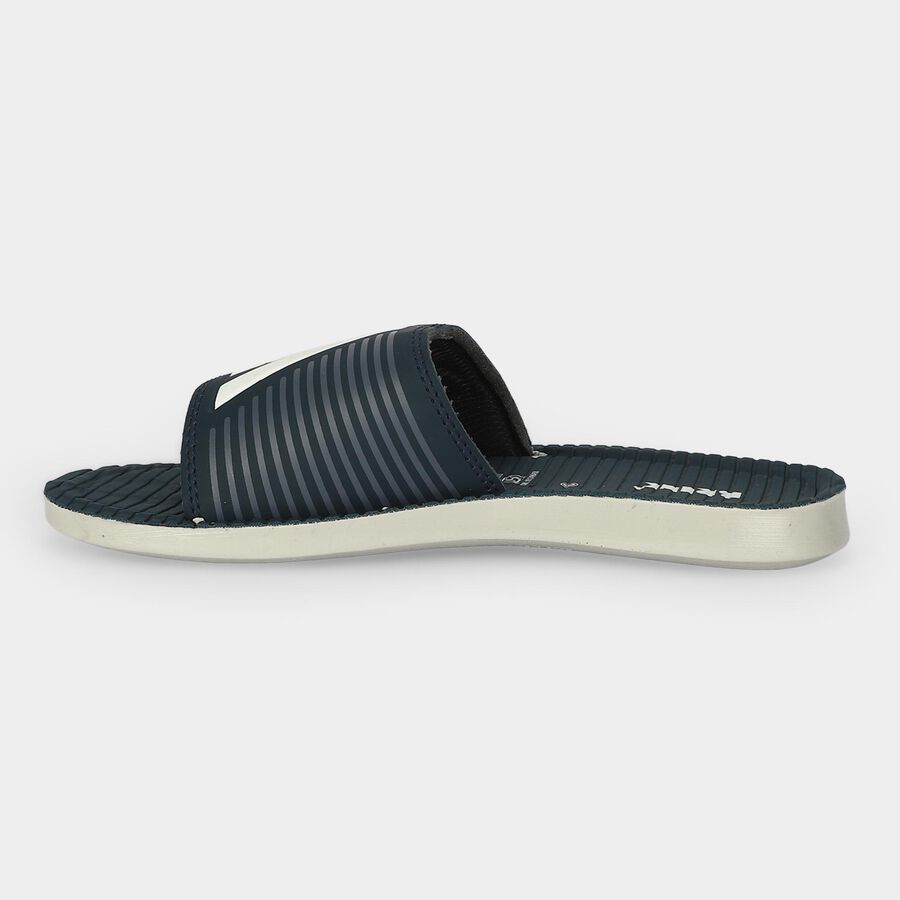 Men's Navy Blue Slip-On Slide Sandals, नेवी ब्लू, large