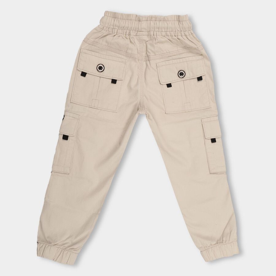 Boys' Light Beige Regular Fit Cargo Trousers, Off White, large image number null