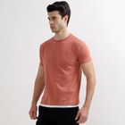 Men's Muted Coral Round Neck Textured T-Shirt, Coral, small image number null