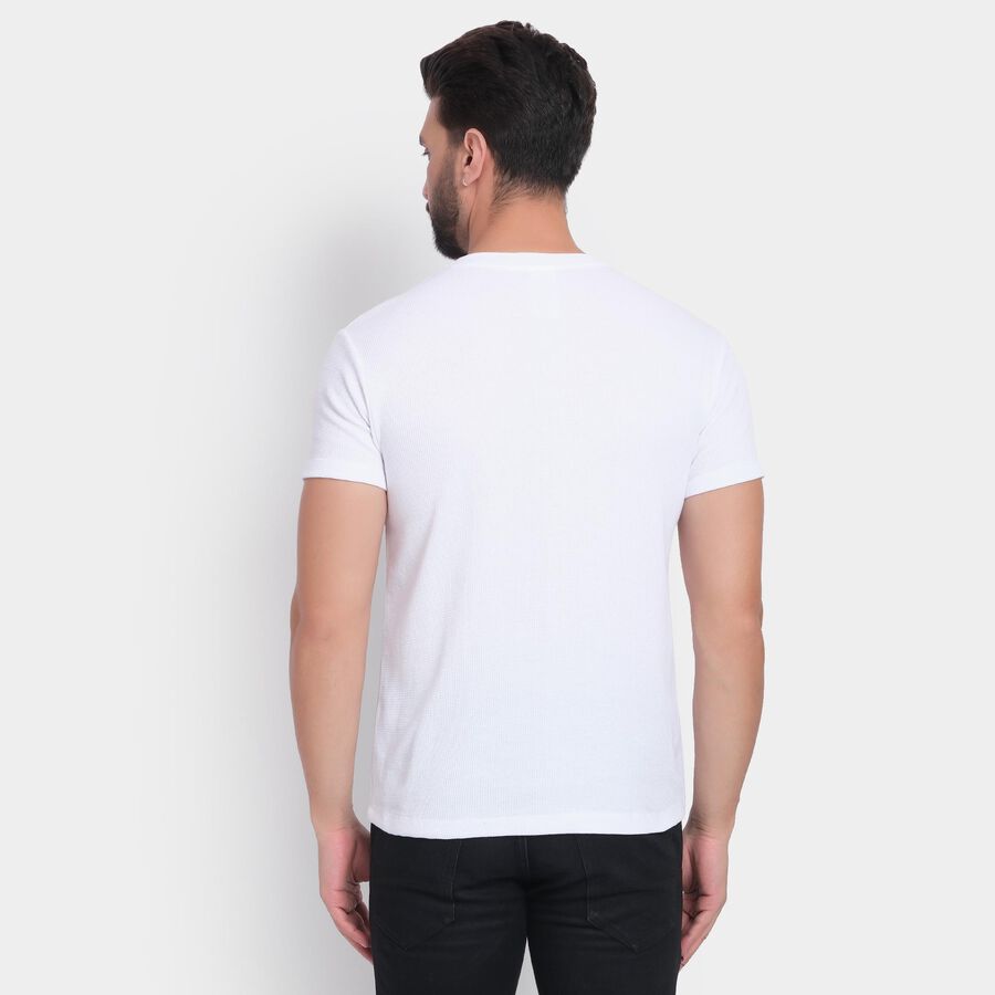 Men's Henley Half Sleeves T-Shirt , White, large image number null