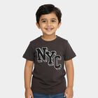 Boys Dark Charcoal Grey Crew Neck Casual T-Shirt, गहरा ग्रे, small image number null