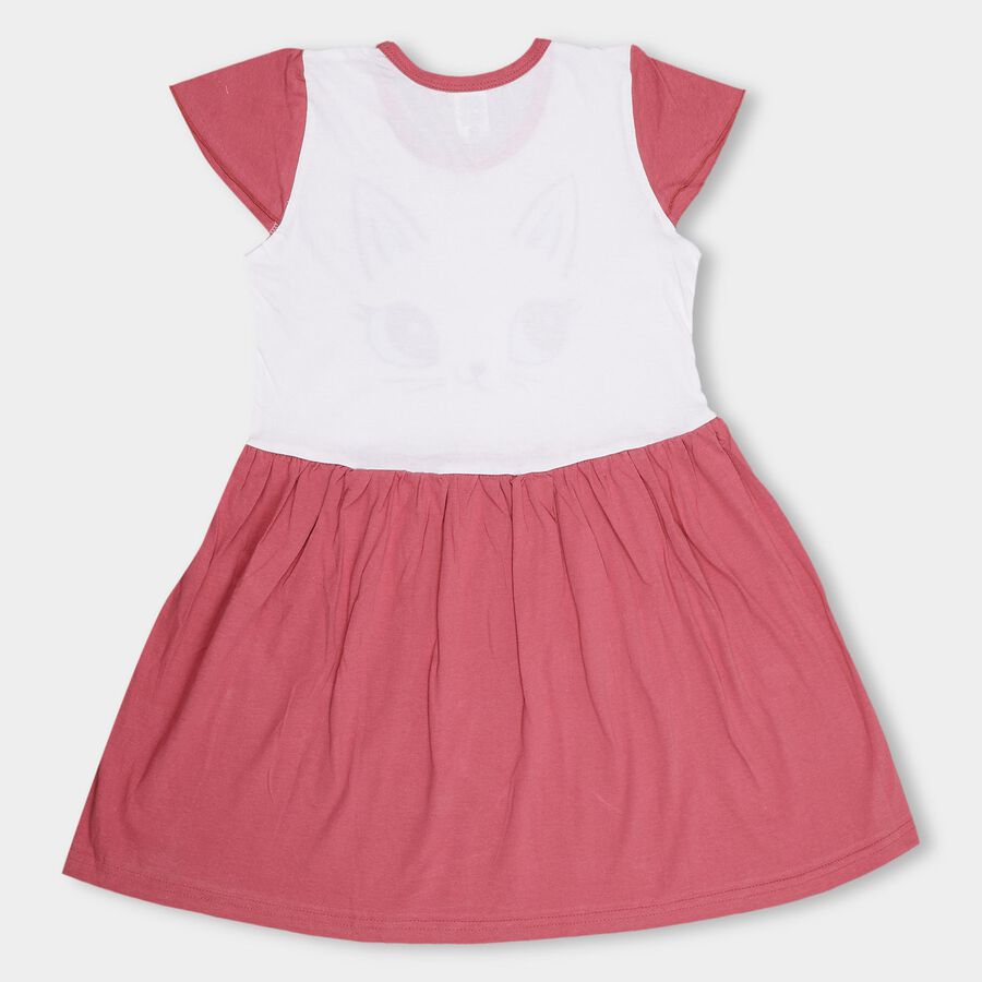 Girls' 100% Cotton Frock, Pink, large image number null