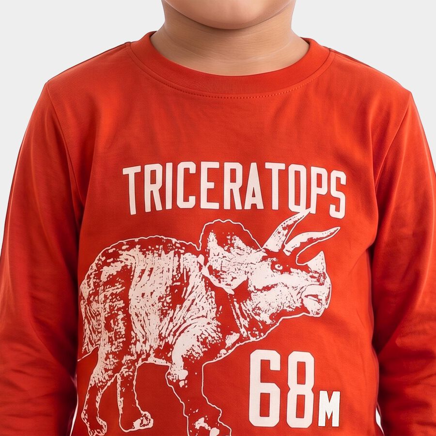Boys Rust Round Neck Regular Boys T-Shirt, रस्ट, large