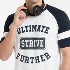 Men's Dark Blue Round Neck Raglan T-Shirt, Dark Blue, small
