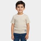 Boys Beige Round Neck Casual Half Sleeve T-Shirt, Beige, small