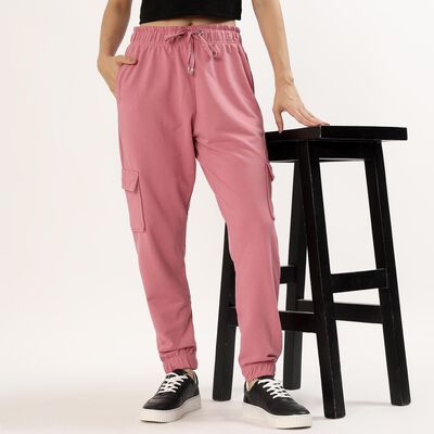 Women's Dusty Rose Cargo Fit Elasticated Track Pants