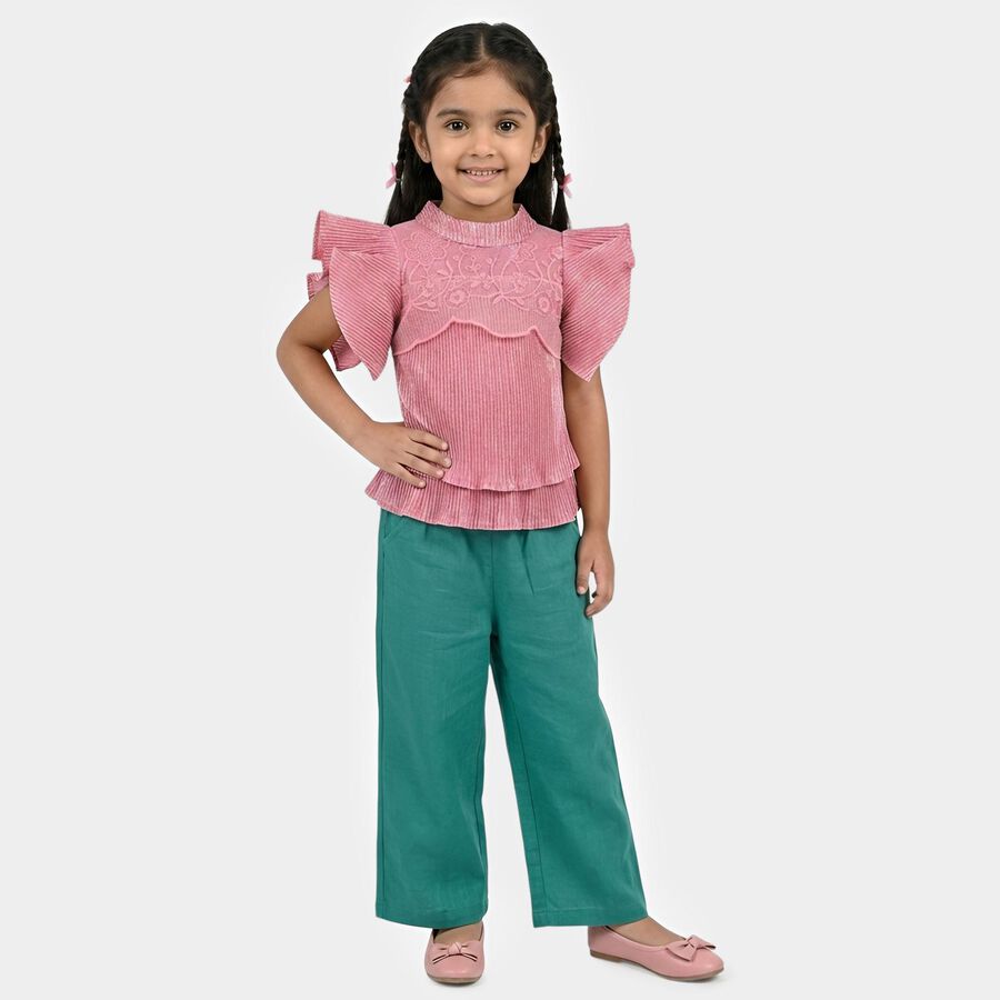 Girls Pink High Neck Romantic T-Shirt, गुलाबी, large