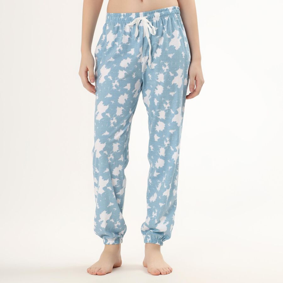 Women's Light Blue All Over Printed Full Length Pyjama, हल्का नीला, large image number null