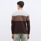Men's Muted Brown and Light Grey Crew Neck Casual Sweatshirt, Brown, small image number null