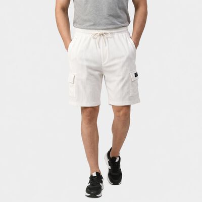 Men's White Regular Fit Cargo Bermuda Shorts