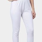 Women's White Slim Fit Solid Cotton Churidar, White, small
