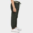 Boys' Olive Green Regular Fit Elastic Waist Trousers, ओलिव, small