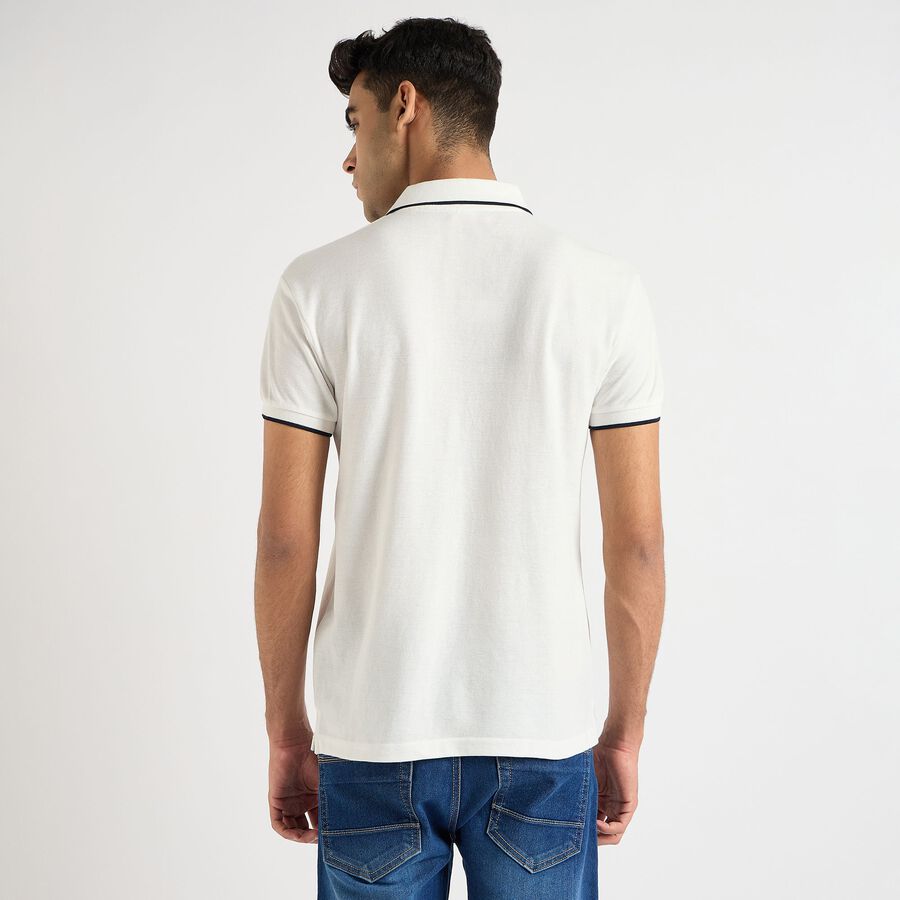 Men's Collared Half Sleeves T-Shirt, White, large image number null