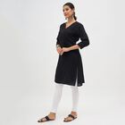 Women's Black Round Neck Solid Kurta, काला, small image number null