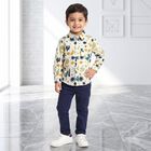 Boys Cream Cotton Long Sleeve Collar Shirt, ऑफ व्हाइट, small