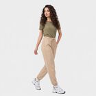 Women's Beige Regular Fit Jogger Track Pants, Beige, small
