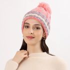 Women's Soft Pink Knitted Pom-Pom Beanie Cap, Light Pink, small image number null