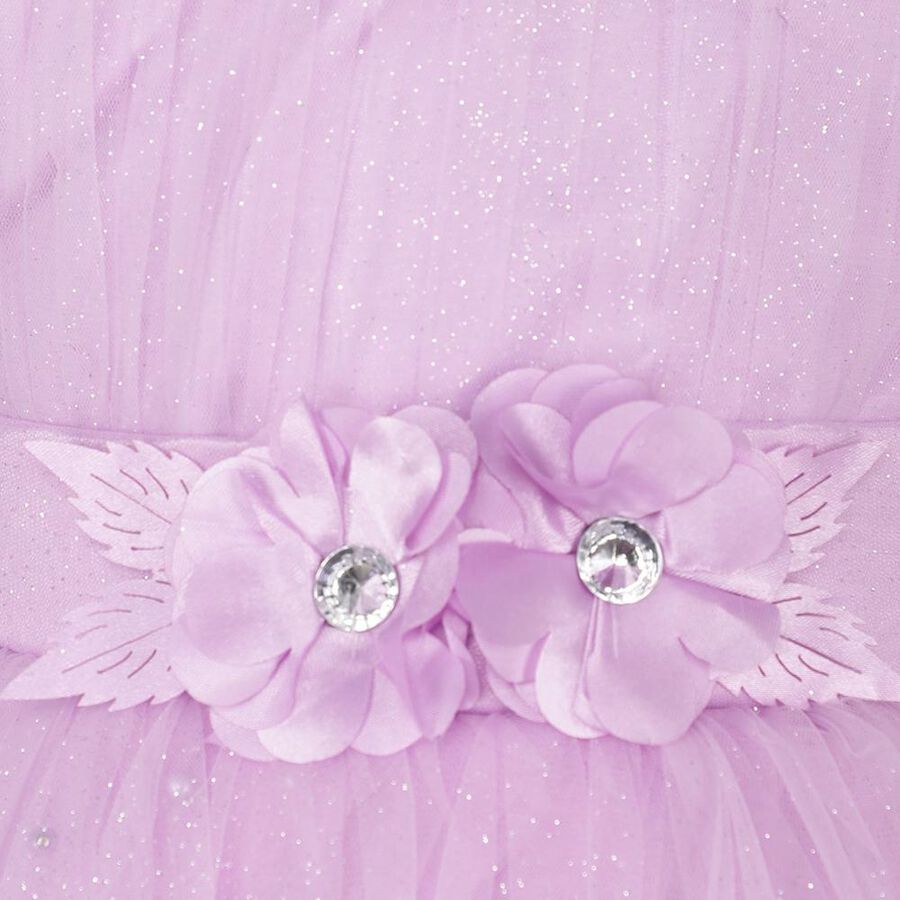 Girls' Lavender Glitter Layered Princess Frock, Lilac, large image number null