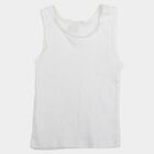 Girls White Cotton Round Neck Sleeveless Vest, सफ़ेद, small