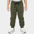 Boys Olive Green Jogger Solid Cotton Blend Pyjama, Olive, small