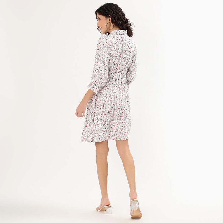 Women's Muted Pink Round Neck Romantic Midi Dress, Pink, large