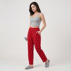 Women's Maroon Straight Fit Cat Lounge Pyjama, मरून, small