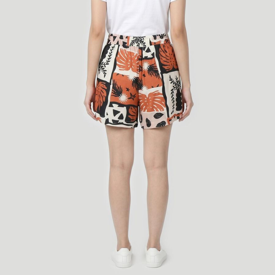 Women's Beige Regular Fit Printed Shorts, Beige, large