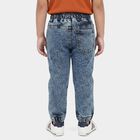 Boys Light Blue Jogger Fit Washed Jeans, मध्यम नीला, small