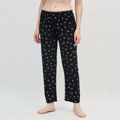 Women's Muted Charcoal Black Solid Elastic Waist Pyjama
